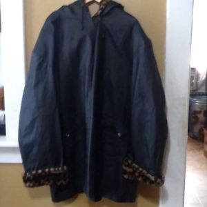 Maggie Barnes Leather Black coat with leopard fur